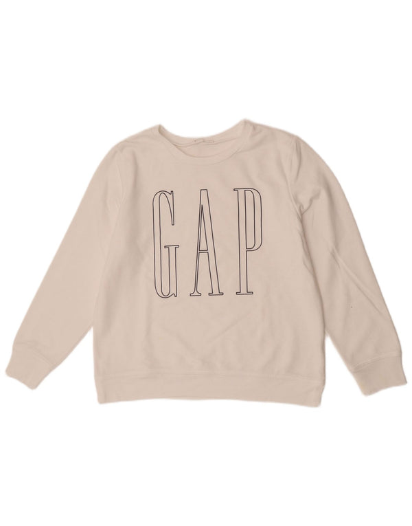 Felpa oversize con grafica da donna Gap UK 10 piccola bianca