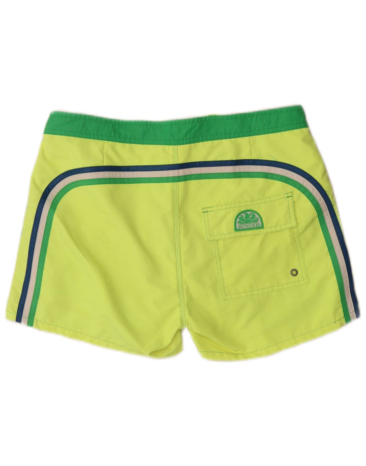 Pantaloncini da bagno da uomo Sundek in nylon color block verde medio