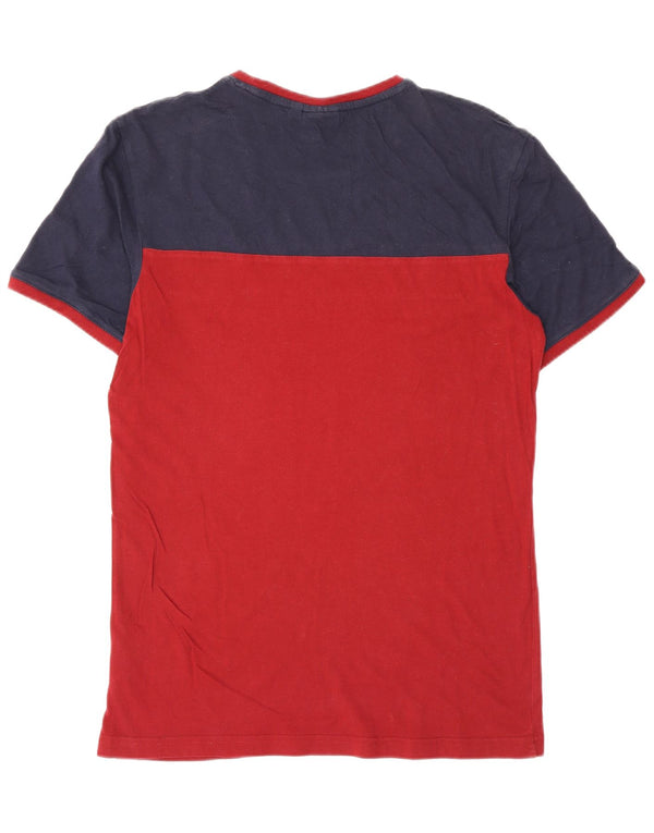 T-shirt Fila da uomo Top Small rossa in cotone color block