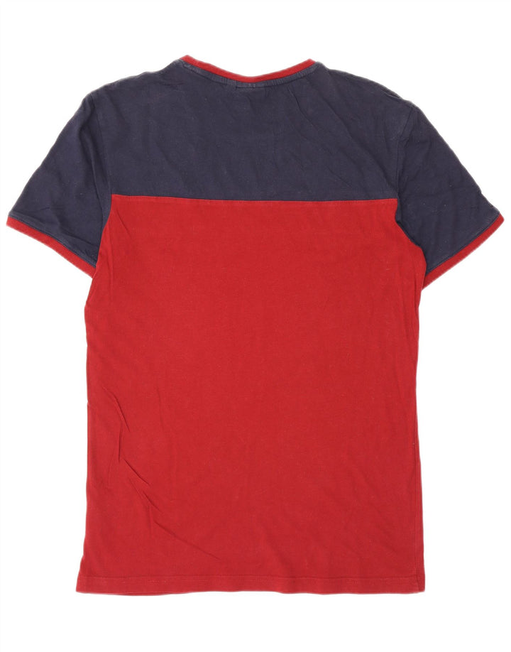 T-shirt Fila da uomo Top Small rossa in cotone color block