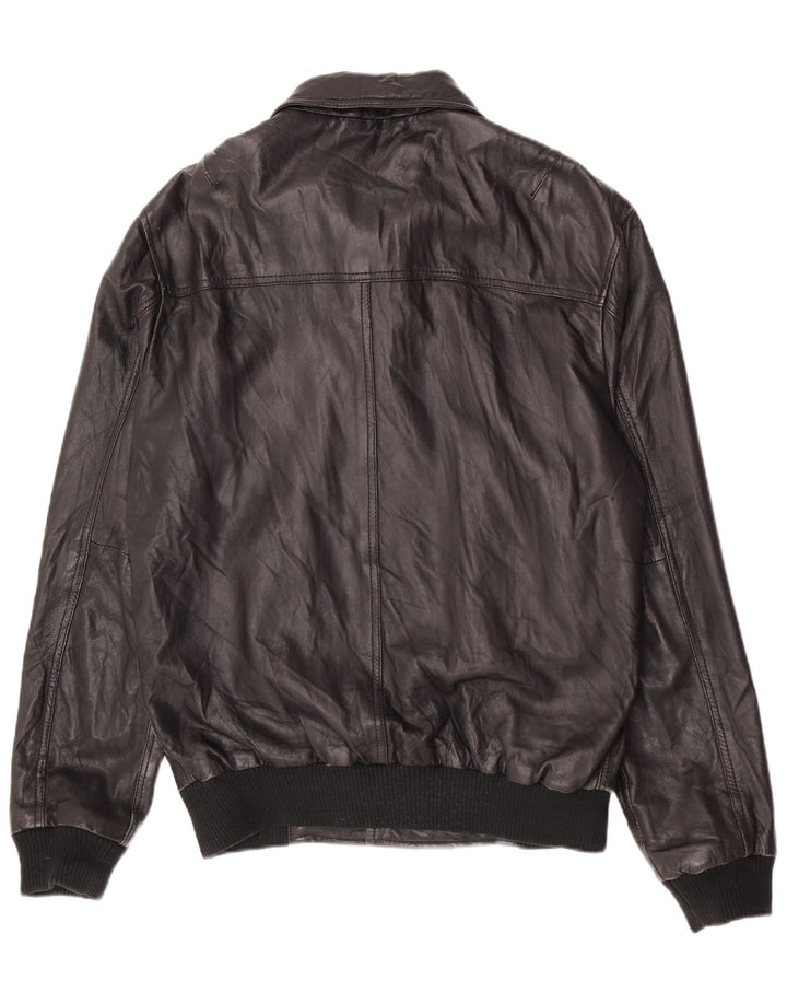 Giubbotto bomber in pelle da uomo selezionato UK 40 grande nero