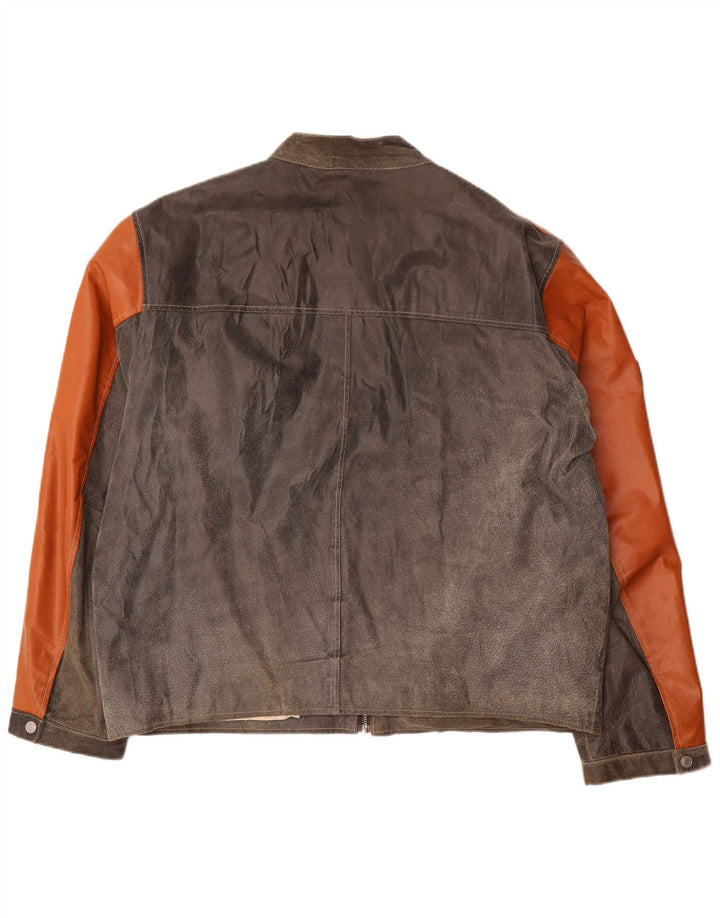 Giacca in pelle da uomo Tom Tailor UK 44 2XL Pelle color block grigia