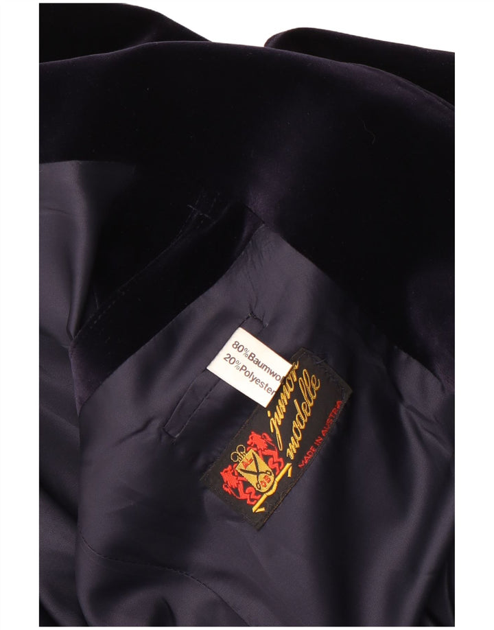 Giacca blazer in velluto a 2 bottoni vintage da uomo UK 38 cotone medio blu navy