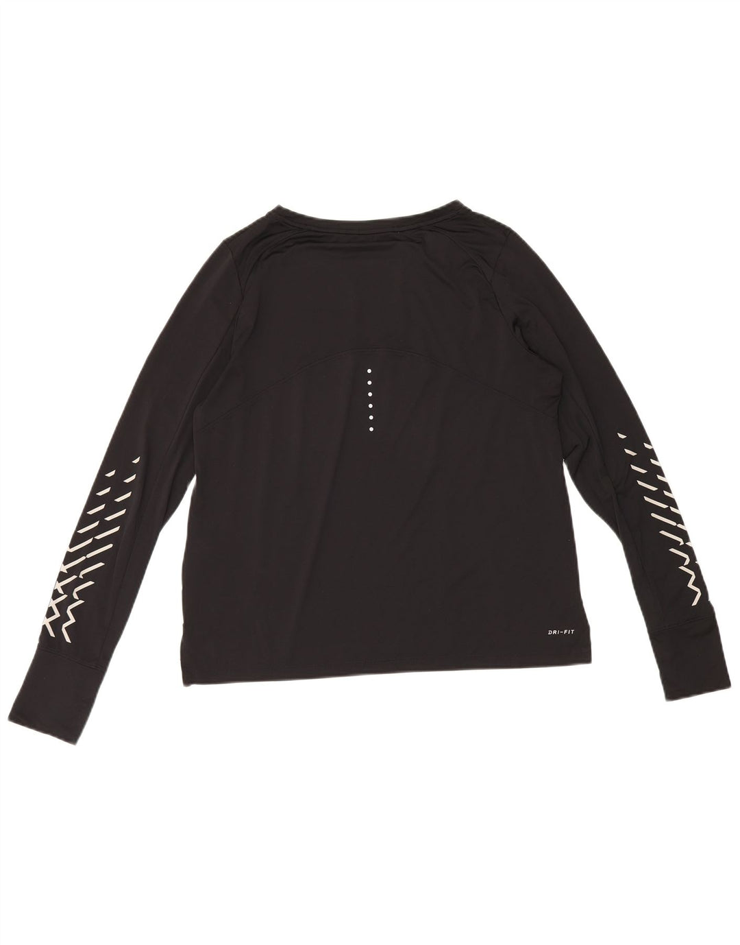 Nike Dri Fit Graphic Top da donna manica lunga UK 14 medio poliestere nero