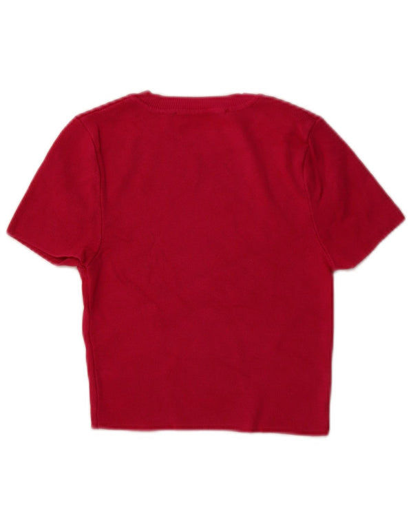 ZARA Maglione Corto da Donna Girocollo a Maniche Corte UK 8 Piccolo Rosa