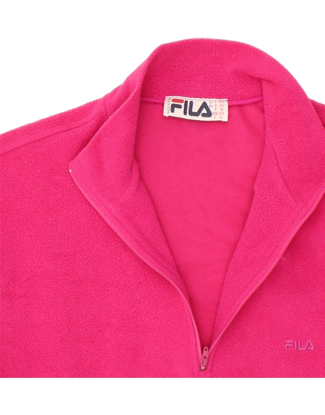 FILA Womens Zip Neck Fleece Jumper IT 48 XL Pink Polyester Vintage Fila and Second-Hand Fila from Messina Hembry 