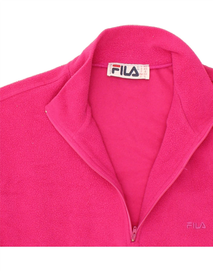 FILA Womens Zip Neck Fleece Jumper IT 48 XL Pink Polyester Vintage Fila and Second-Hand Fila from Messina Hembry 