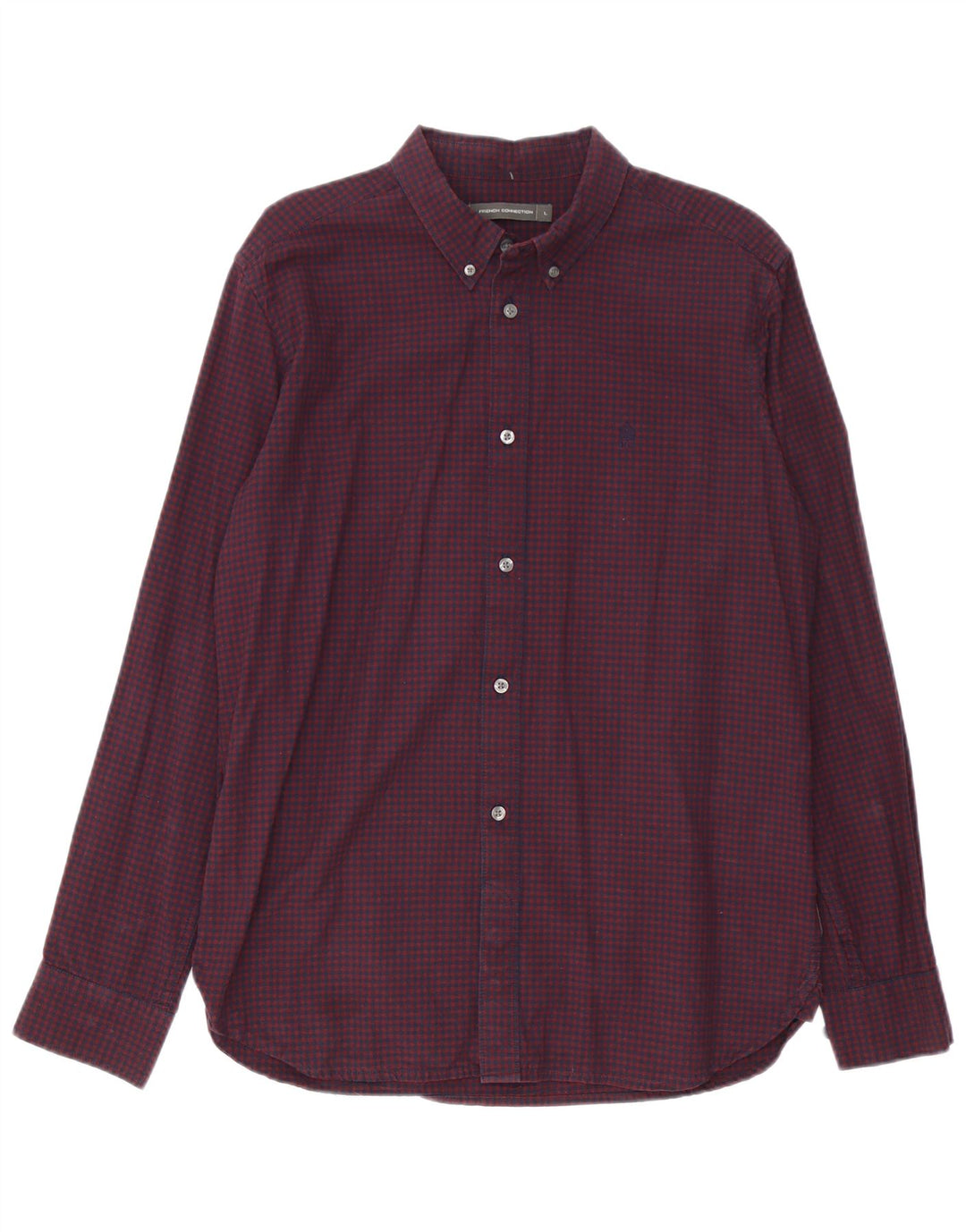 Camicia da uomo French Connection grande in cotone a quadretti bordeaux
