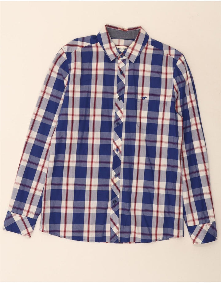 Camicia slim fit da uomo Mustang in cotone a quadri piccoli blu