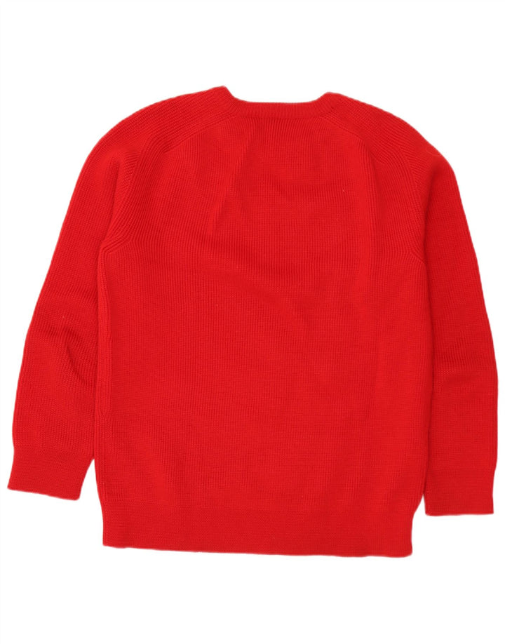Maglione vintage da uomo con scollo a barca rosso medio