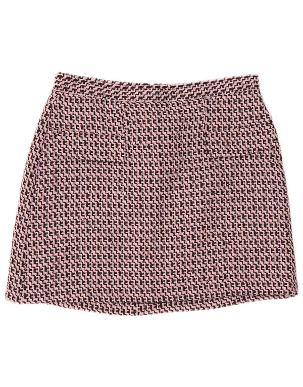 Topshop Minigonna da donna UK 14 Grande W32 Rosa Chevron Poliestere