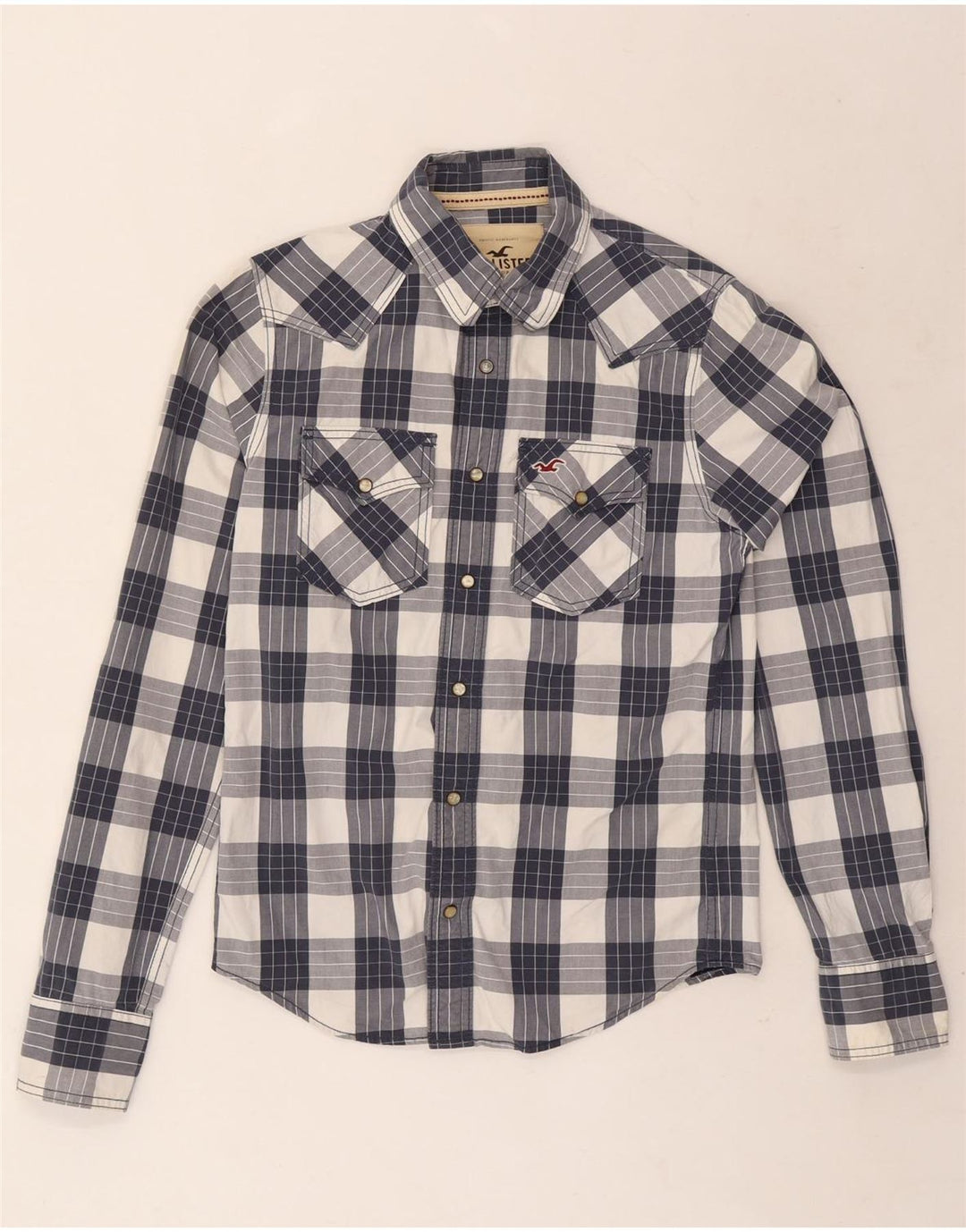 Camicia Hollister da uomo piccola in cotone a quadri blu navy