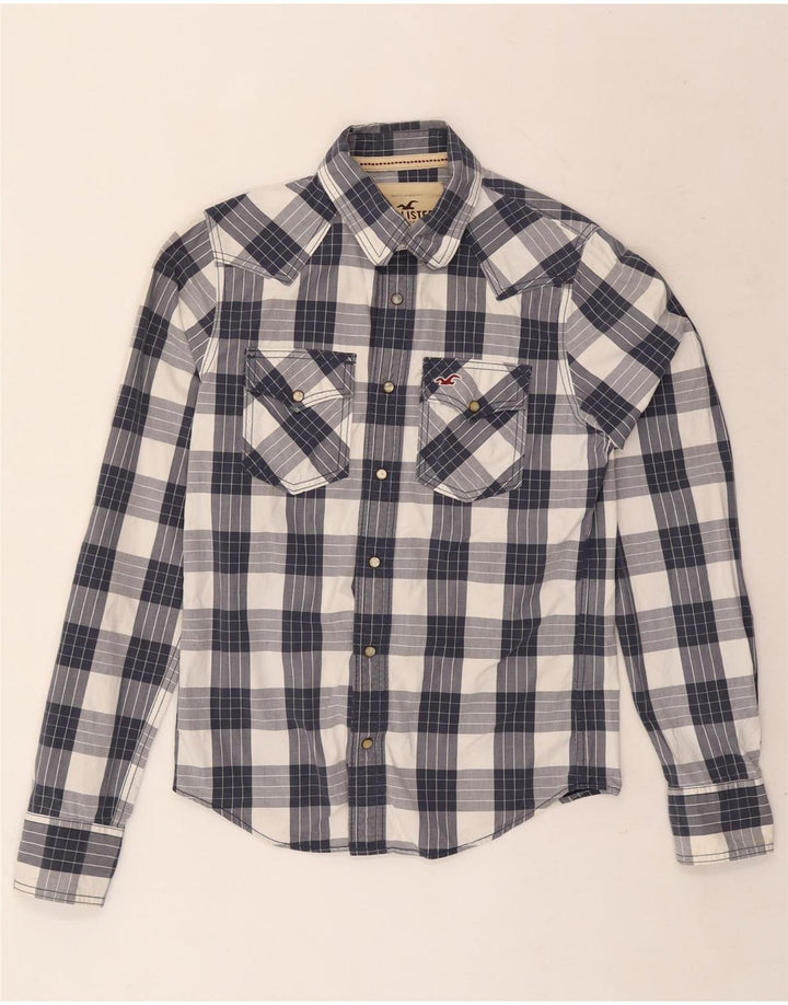 Camicia Hollister da uomo piccola in cotone a quadri blu navy