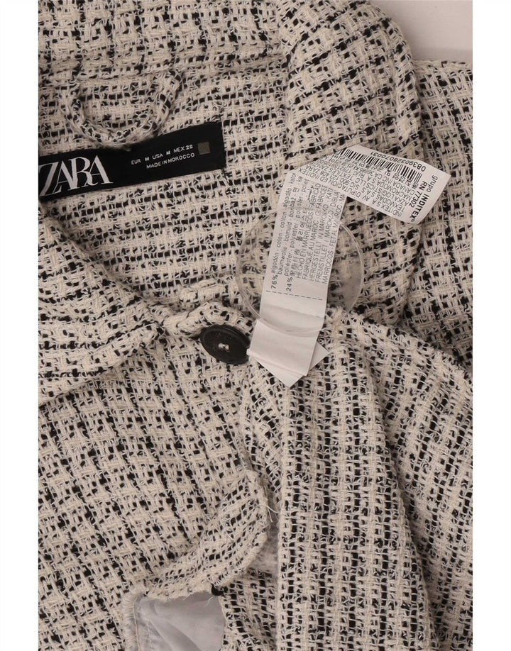 Giacca Shacket da donna Zara UK 14 Cotone chiazzato bianco medio
