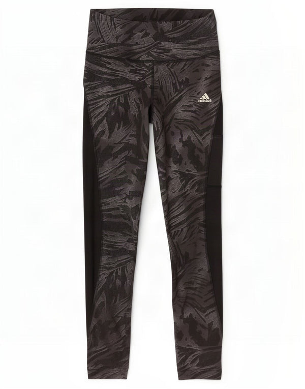 Leggings Adidas Aeroready da donna UK 8/10 Piccola stampa animalier nera
