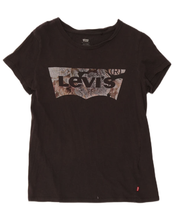 T-shirt grafica da donna Levi's Top UK 10 piccola in cotone nero