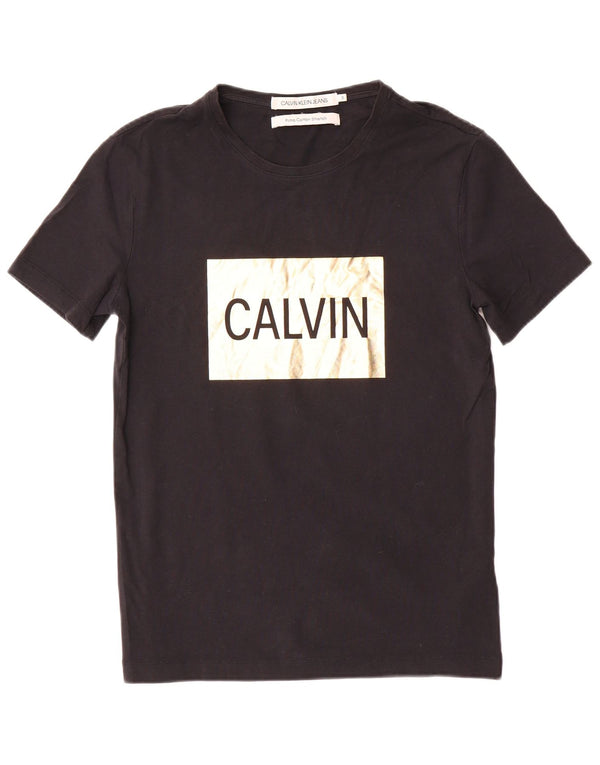 Maglietta grafica da uomo Calvin Klein Jeans Top piccola in cotone nero