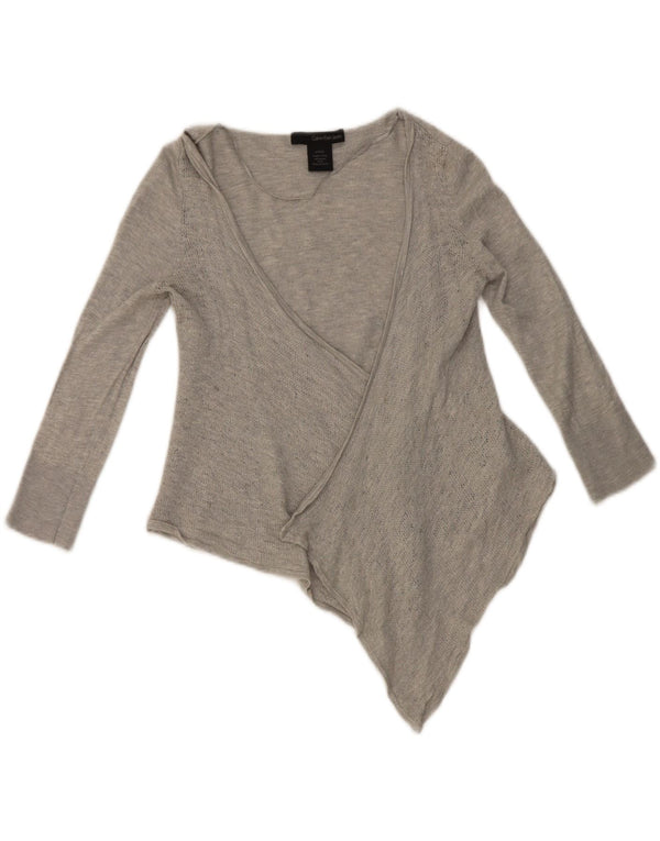 Maglione cardigan aperto asimmetrico da donna Calvin Klein Jeans UK 10 piccolo grigio