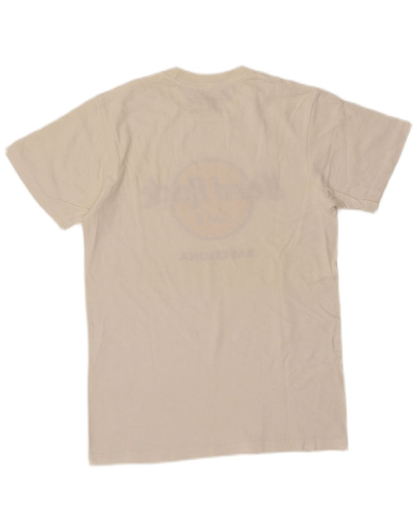 T-shirt grafica da uomo Hard Rock Cafe Barcelona, piccola, in cotone bianco