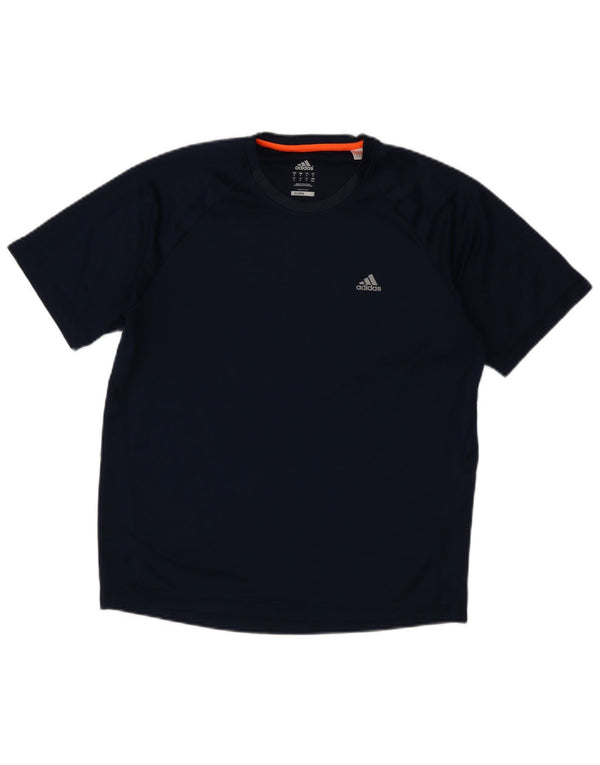 T-shirt Adidas Climalite da uomo Top medio in poliestere blu navy