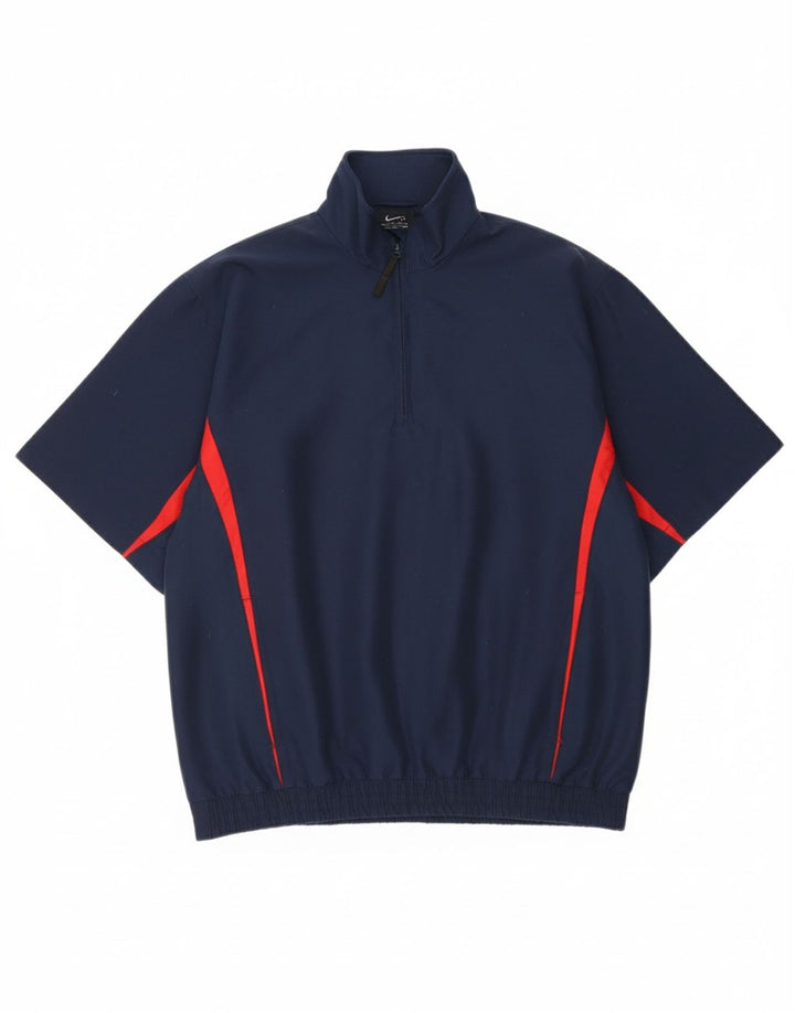 KARTEL Mens Short Sleeve Zip Neck Pullover Tracksuit Top Large Navy Blue