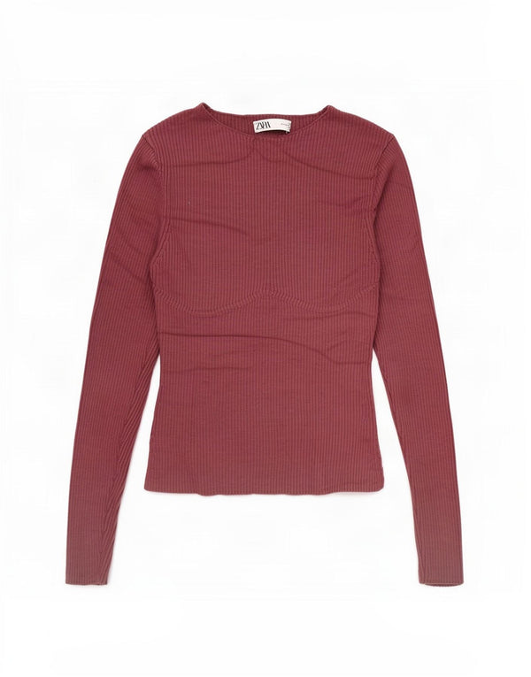 Top Zara da donna a maniche lunghe UK 12 in viscosa rosa medio