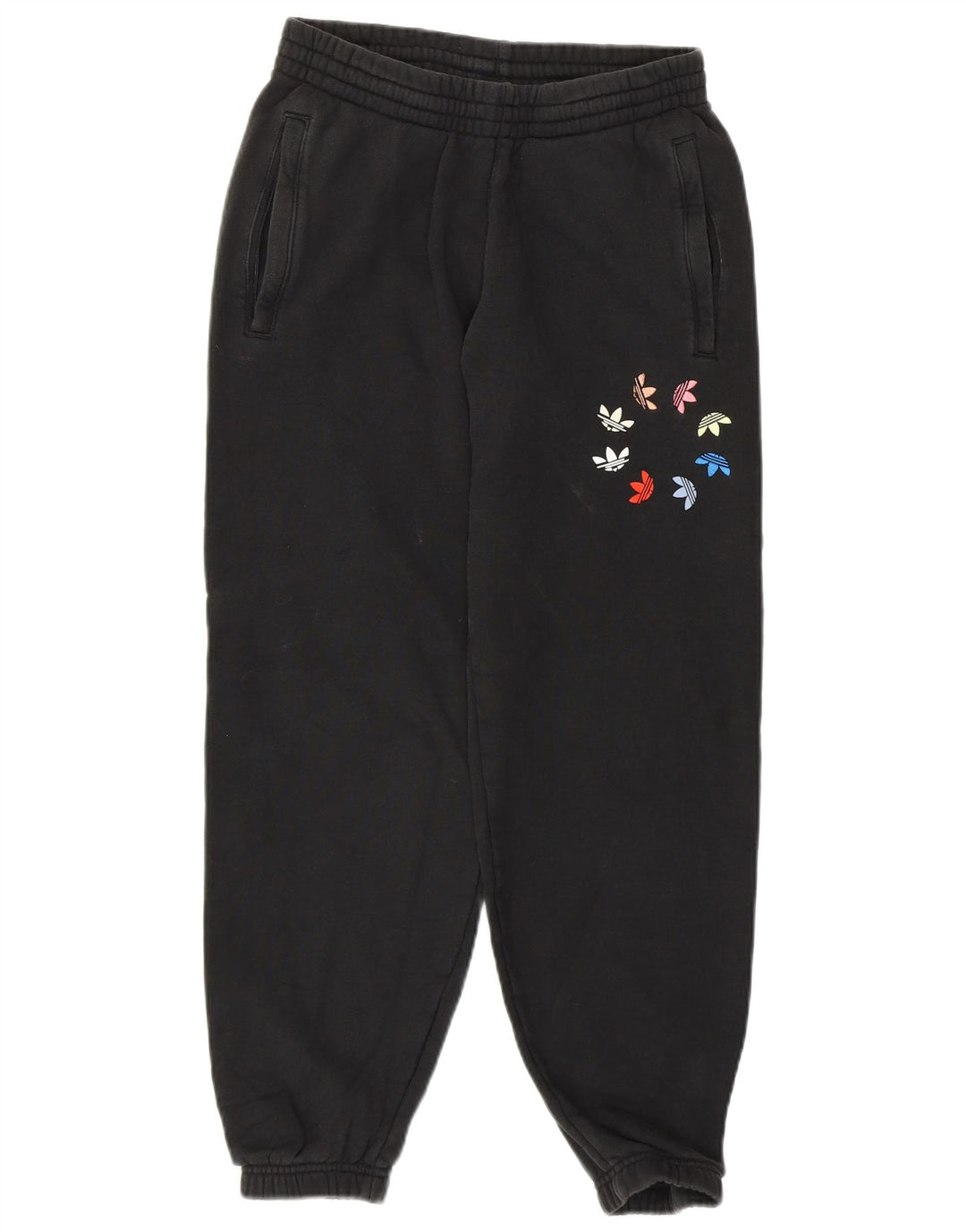 Pantaloni da tuta con grafica ADIDAS da donna Joggers UK 8 piccoli cotone nero