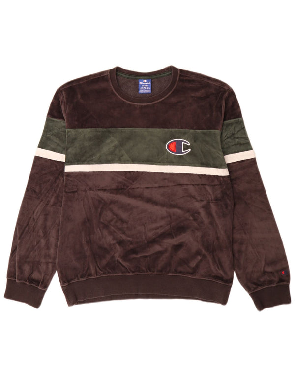 Felpa in velluto da donna Champion, maglione UK 16, grande, grigio, color block