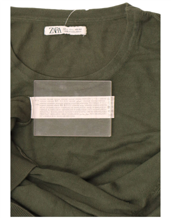 Maglione maglione girocollo da uomo Zara grande in viscosa kaki