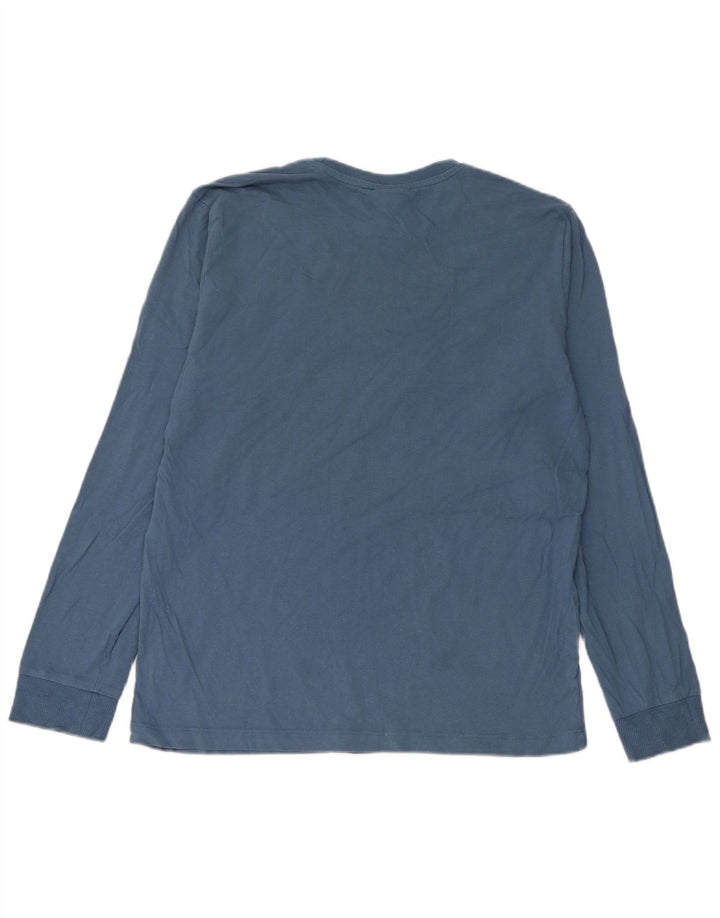 Top grafico da uomo Kappa a maniche lunghe in cotone blu medio