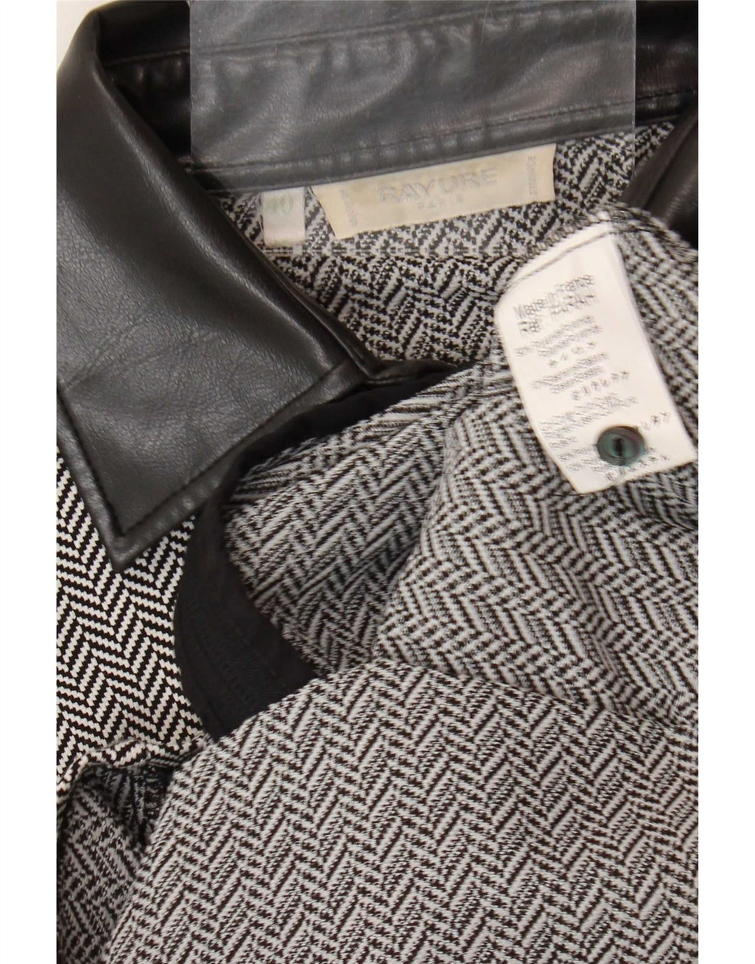 Camicetta camicia vintage da donna EU 40 media nera a spina di pesce in poliammide