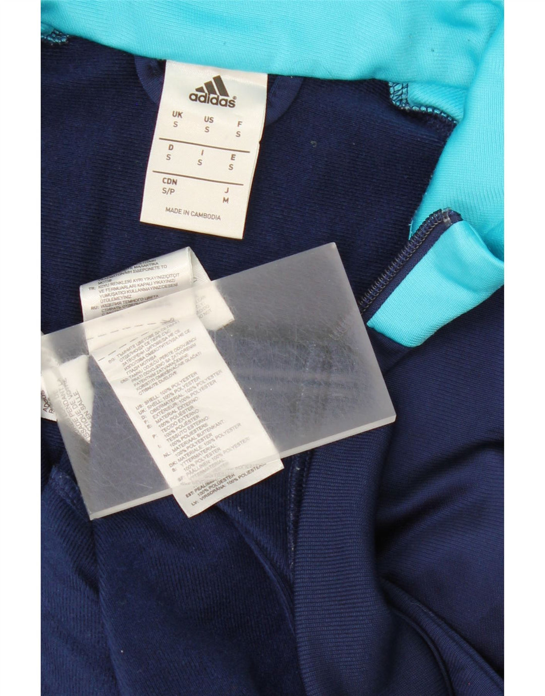 ADIDAS Mens Tracksuit Top Jacket Small Navy Blue Colourblock Polyester Vintage Adidas and Second-Hand Adidas from Messina Hembry 
