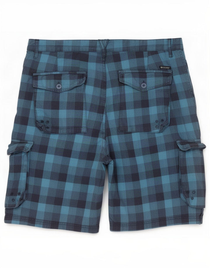 Pantaloncini cargo da uomo DC W38 XL in cotone a quadri blu