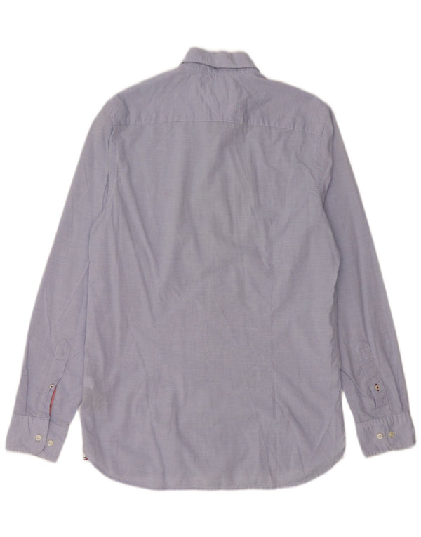 Tommy Hilfiger Mens Slim Fit Shirt Medium Blue Pinstripe Cotton