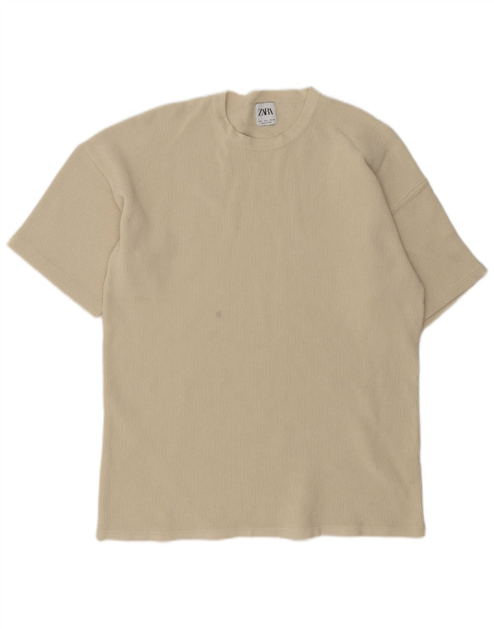 T-shirt Zara da uomo Top grande in cotone beige