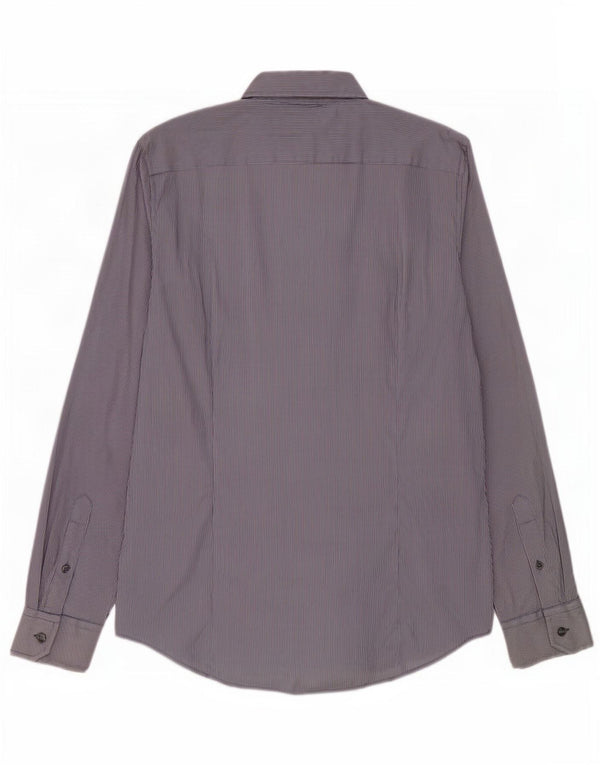 Camicia Benetton Uomo Gessato Blu Medio