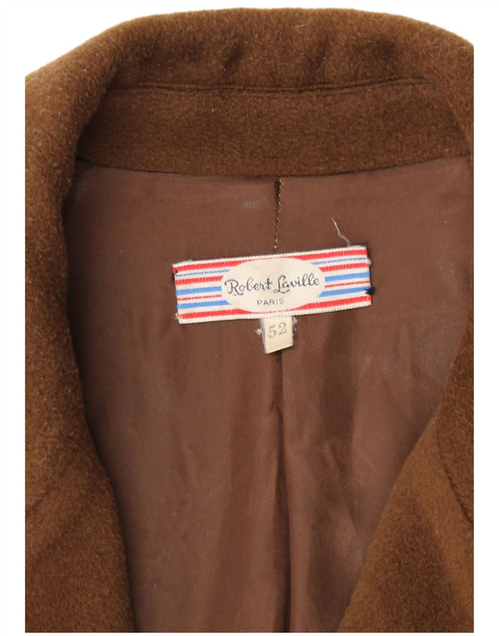 Soprabito da donna vintage EU 42 4XL Lana vergine marrone