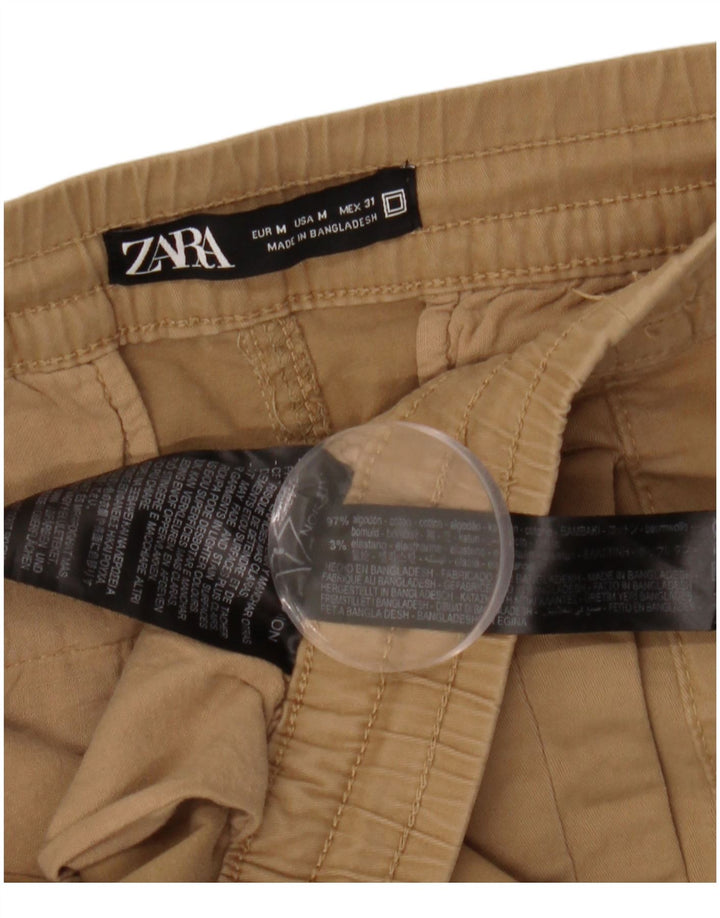 Pantaloni corti dritti da uomo ZARA medi W31 L26 in cotone beige