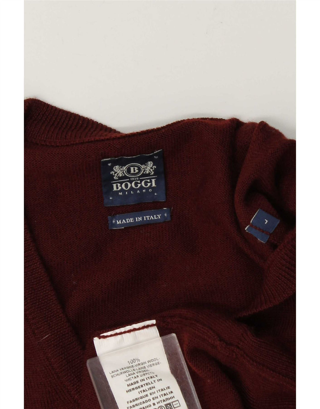 Maglione maglione da uomo con scollo a V Boggi grande bordeaux