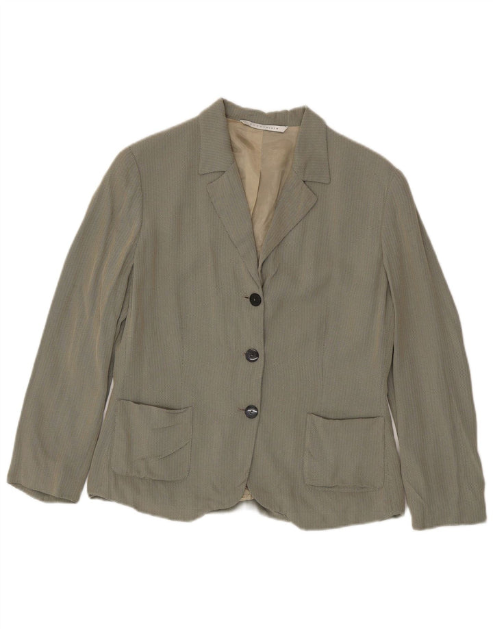 Giacca blazer a 3 bottoni da donna Penny Black UK 14 grande spina di pesce grigia