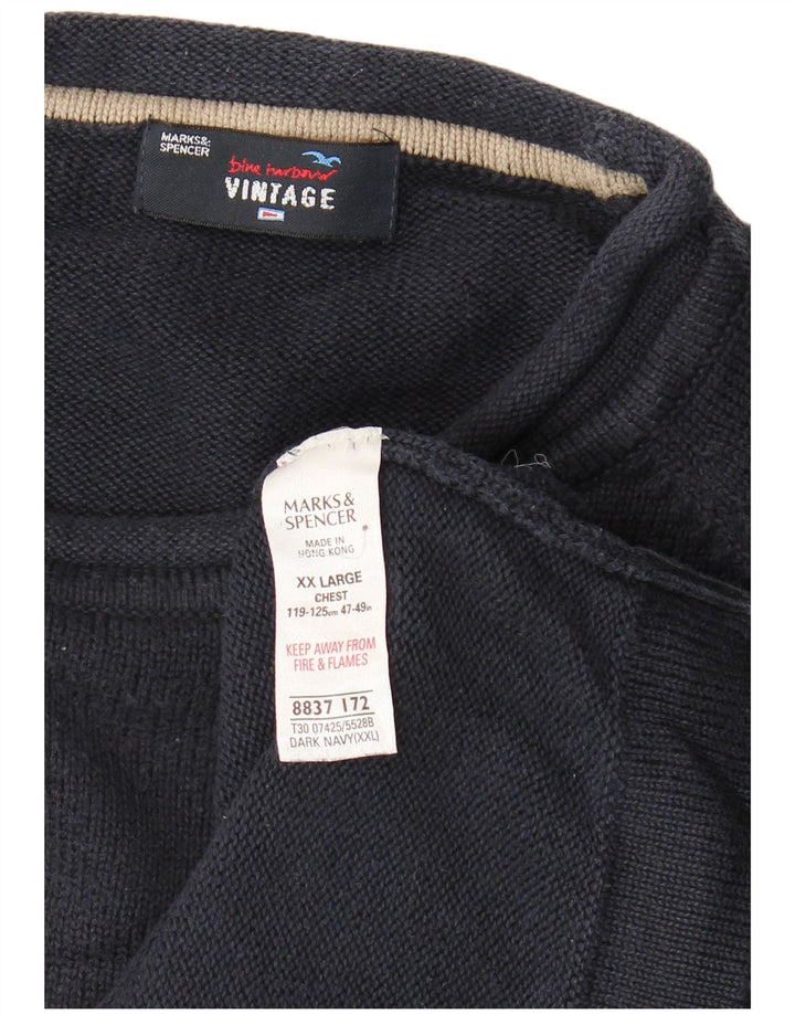 Maglione maglione girocollo da uomo Marks & Spencer 2XL cotone blu navy