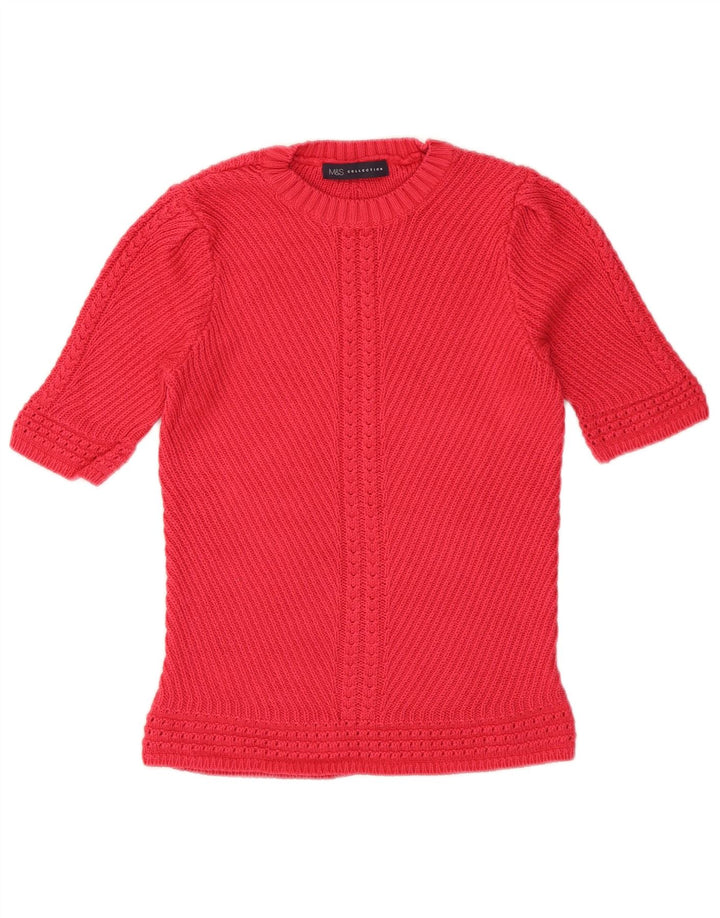 Maglione maglione girocollo da donna Marks & Spencer UK 10 piccolo rosa
