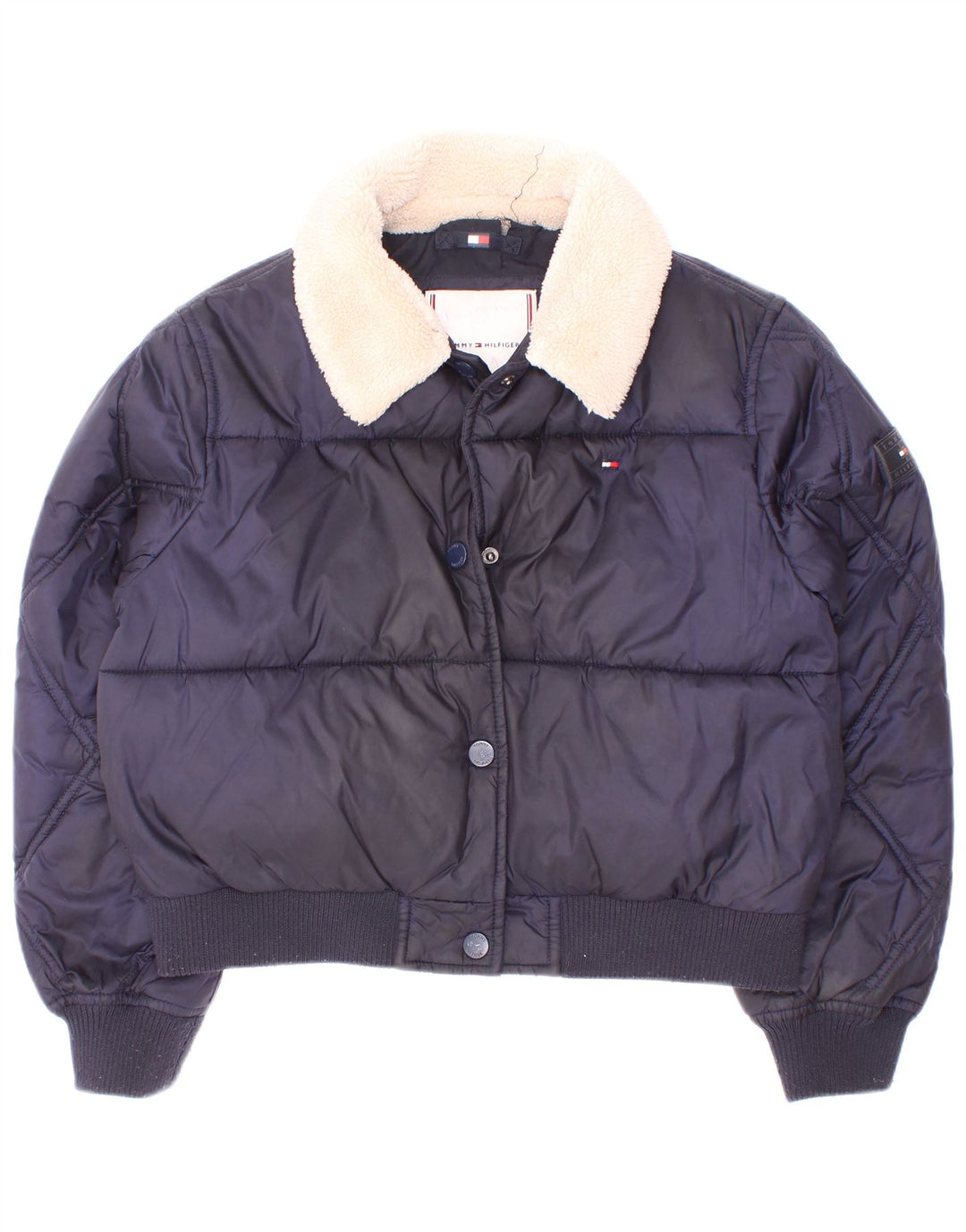 Giacca imbottita per bambina Tommy Hilfiger 7-8 anni in poliestere blu navy
