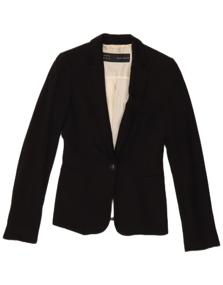 ZARA Womens 1 Button Blazer Jacket UK 6 XS Black