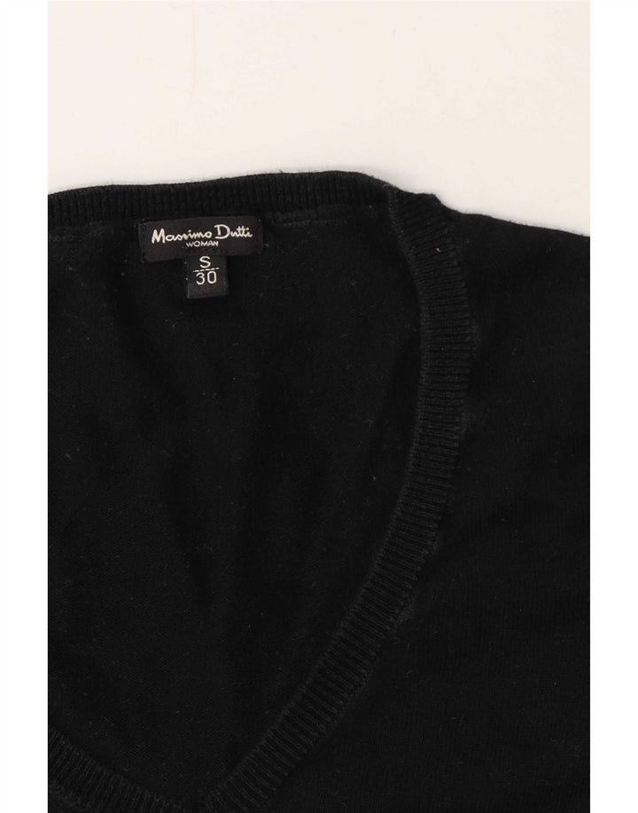 Maglione maglione con scollo a V da donna Massimo Dutti UK 10 piccolo nero