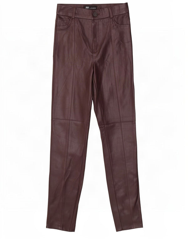 Pantaloni skinny da donna in ecopelle Zara piccoli W26 L29 poliuretano marrone