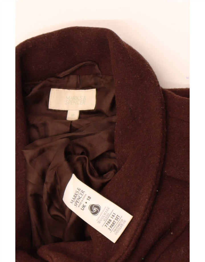 Cappotto da donna Marks & Spencer UK 18 XL Marrone nuova lana
