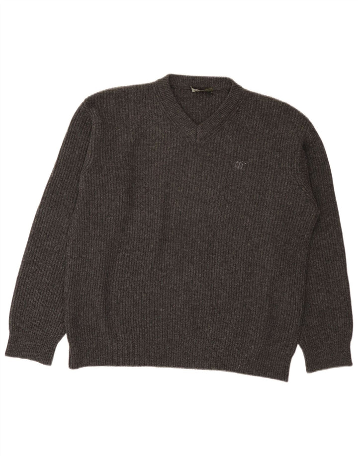 Maglione da uomo con scollo a V Henry Cottons in lana grigio medio