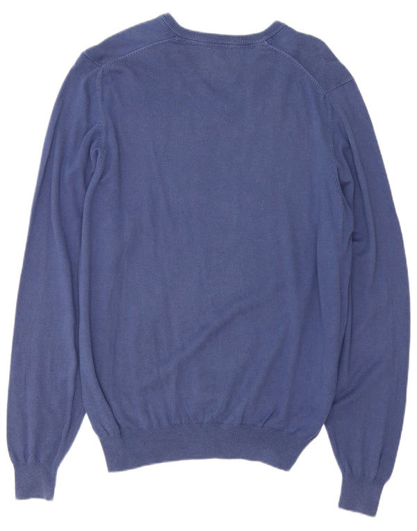 Maglione maglione con scollo a V vestibilità regolare da uomo Marks & Spencer blu navy medio