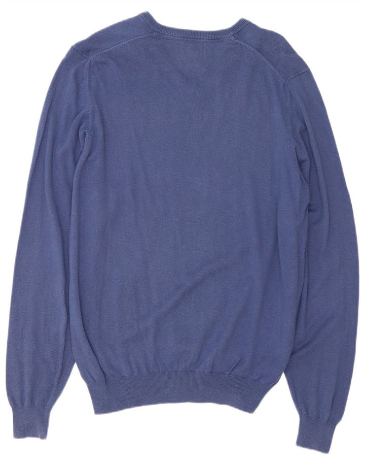 Maglione maglione con scollo a V vestibilità regolare da uomo Marks & Spencer blu navy medio